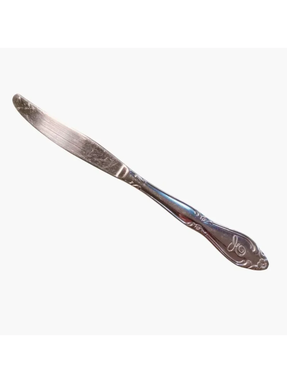 Monogrammed Dinner Knife Ornate Initial E Floral Handle Replacement